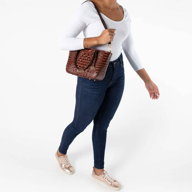 Women's Retro Bag Brahman Crocodile Carry-on Underarm Crossbody Tote Bag