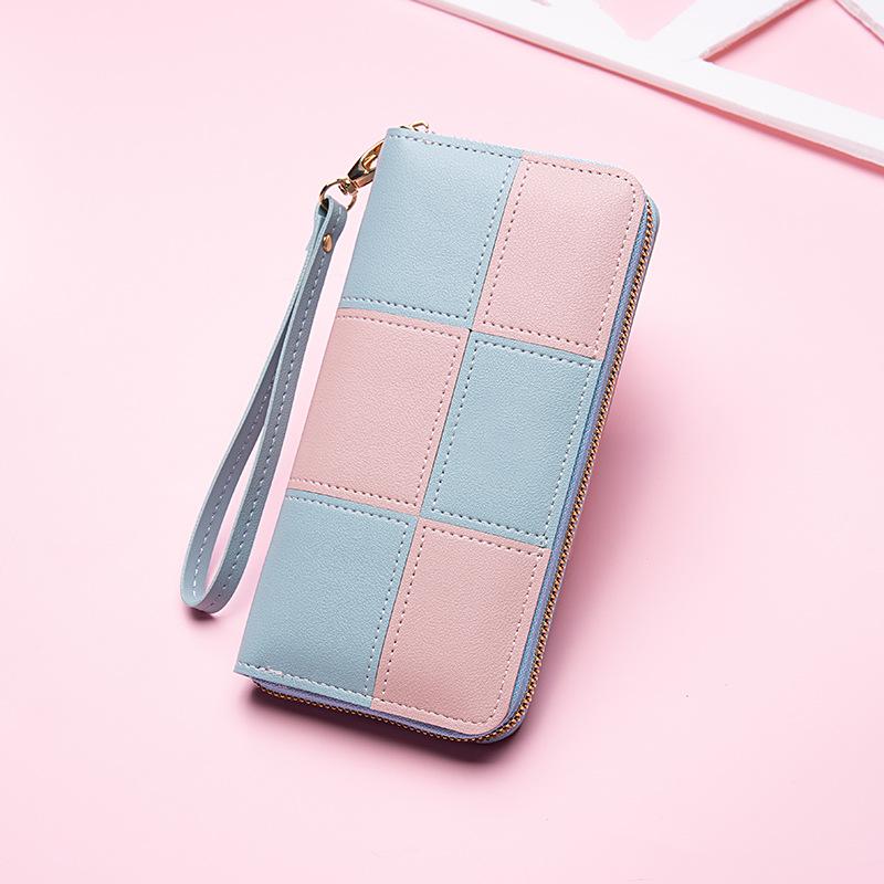 Fashion Wallet Long Girl Bag New Contrast Zipper Carry Wallet Card Bag