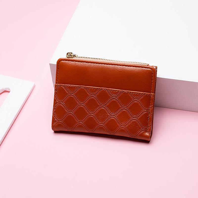 Fashion Simple Women's Small Wallet Short Zipper Folding Embossed Women's Wallet