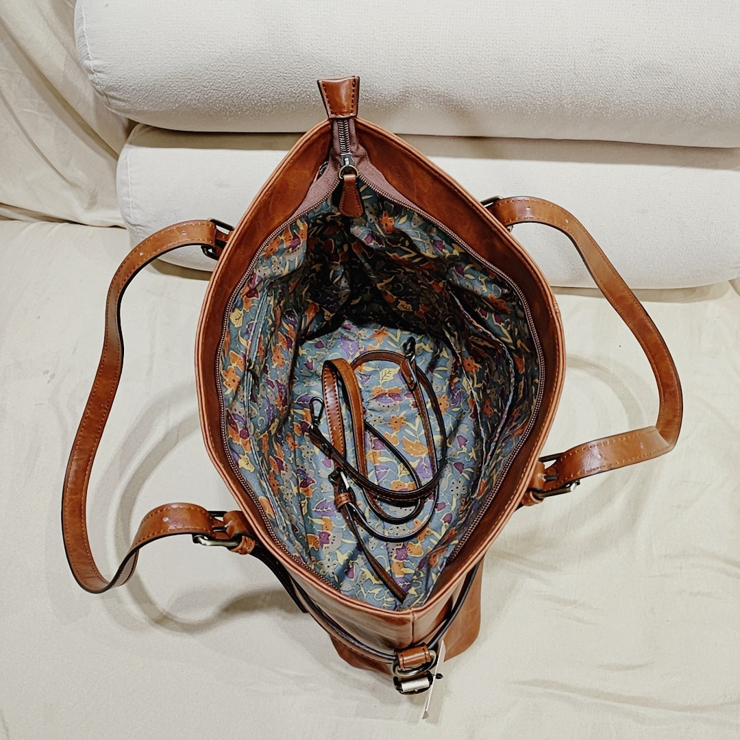 Recurious Butter Leather Pattern Hand-held Slung Women's Bag Fashion Large Capacity