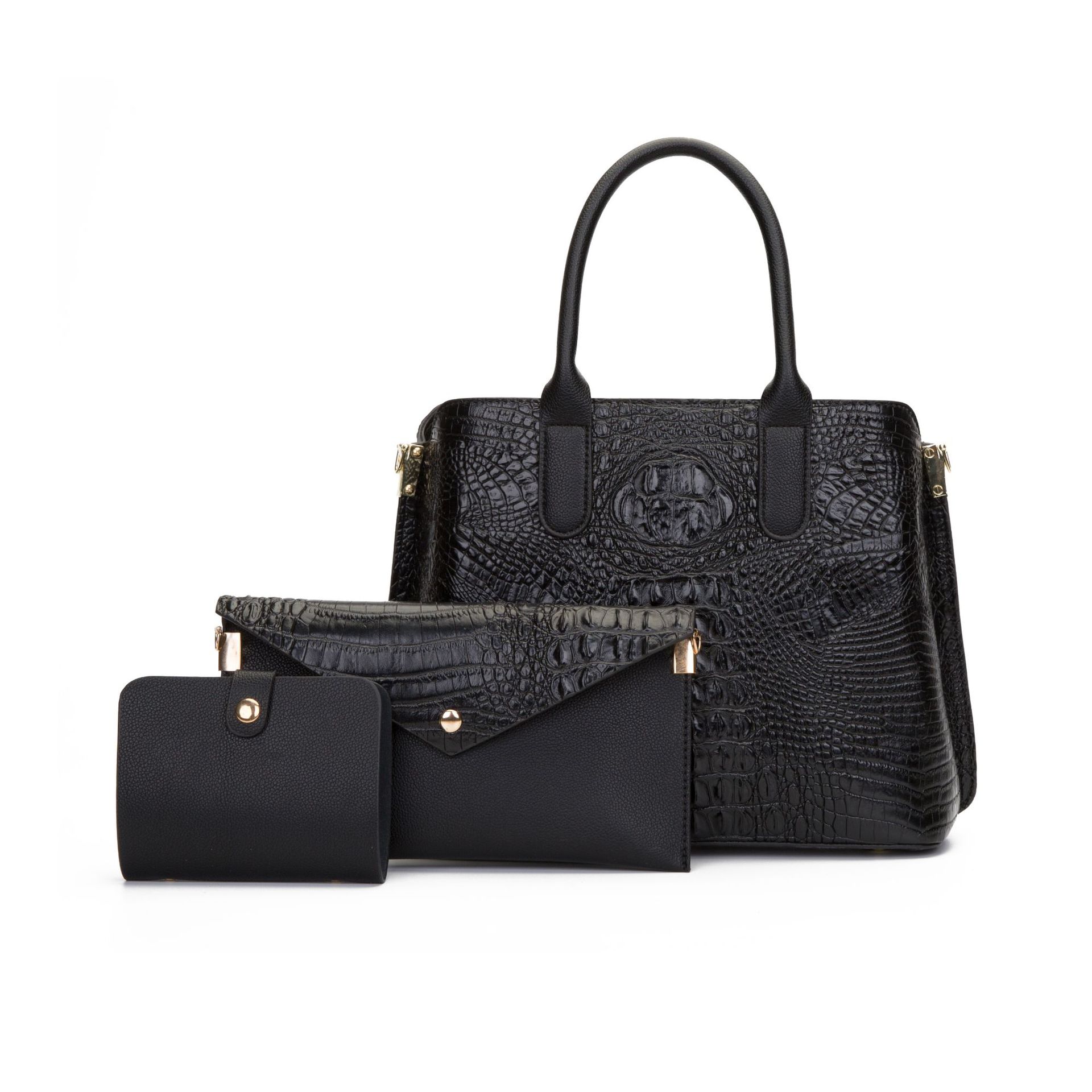 Color-changing Crocodile High-end Classic Ladies Handbag Set Of Three
