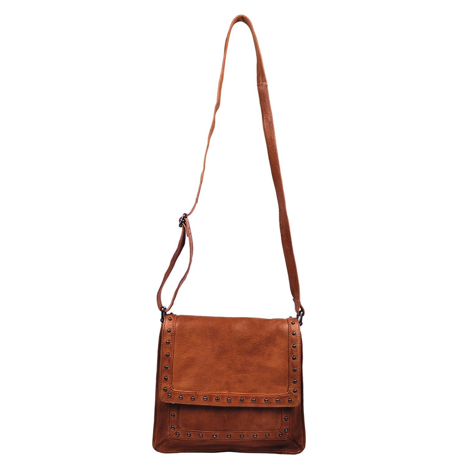 Cognac Monroe Leather Concealed Carry Crossbody Purse