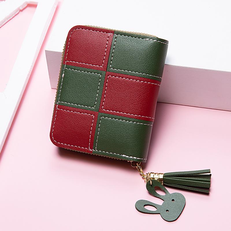 Fashion Women's Small Wallet Short Zipper Folding Color Matching Women's Wallet