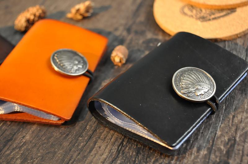 Original leather small card bag, retro vegetable tanned leather Indian head multi-card bag