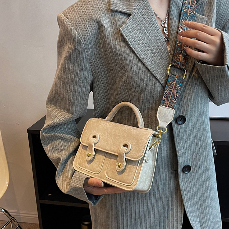 Retro Wide Shoulder Strap Shoulder Bag Fashion Simple Crossbody Bag