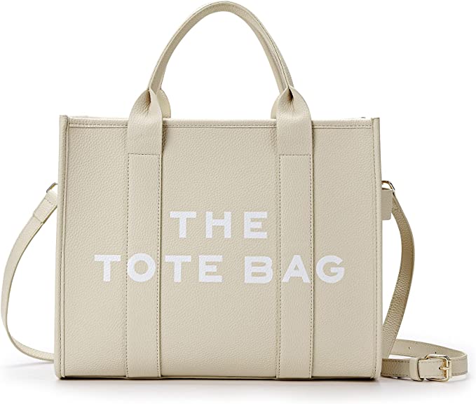 The Tote Bag for Women, Leather Tote Bag with Zipper Sturdy Tote Purse Crossbody Hand Bag