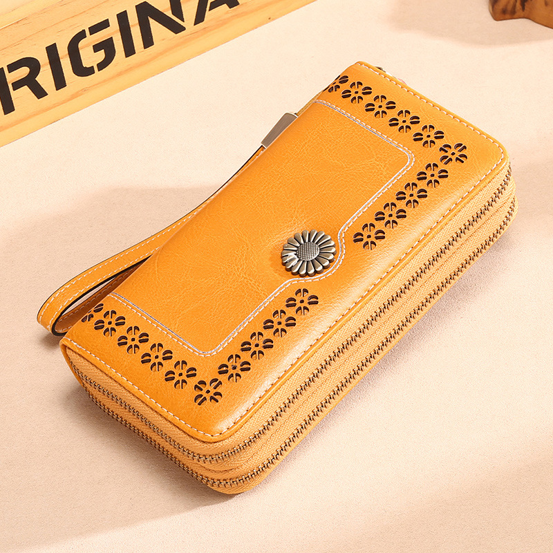 Women's Wallet Leather Long Double Zip