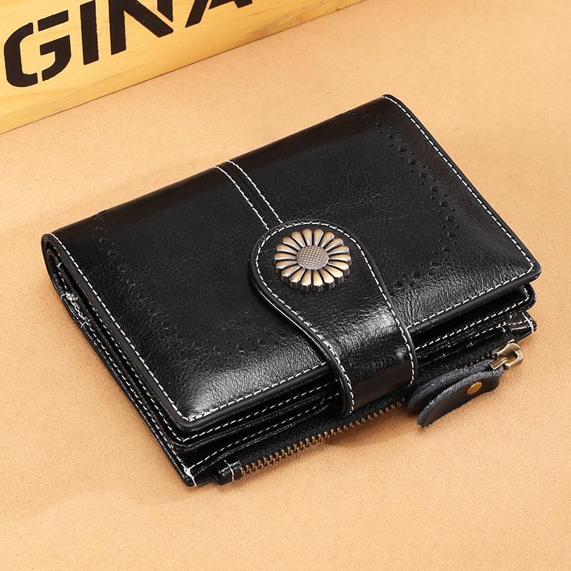 Women Wallet Genuine Leather Bifold Purse