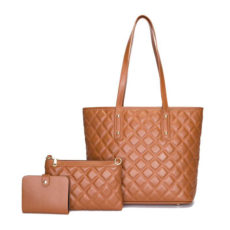 Rhombus Large-capacity Retro Three-piece Bag