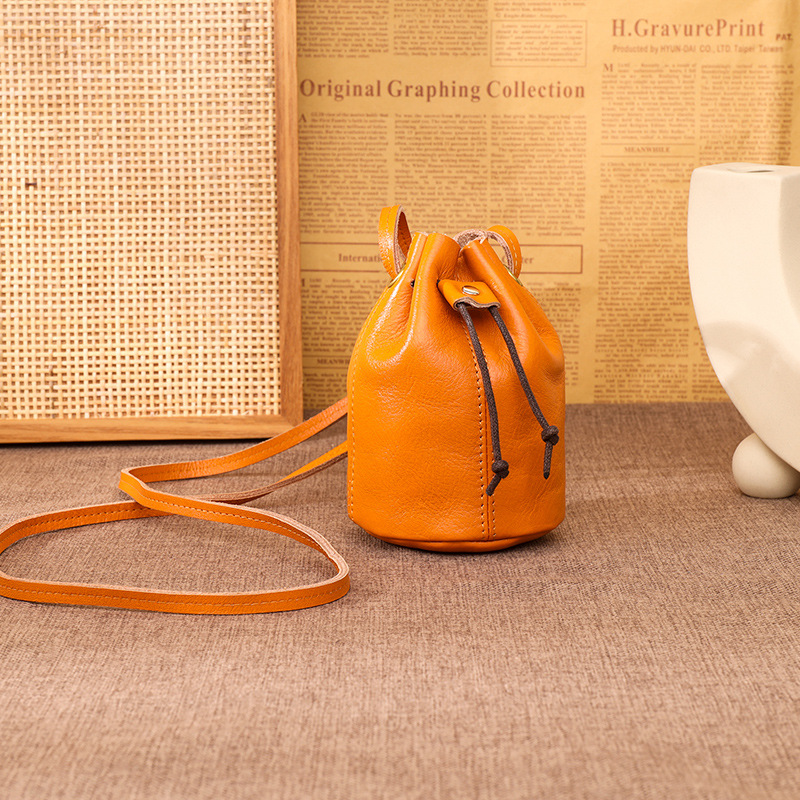 Vintage Vegetable Tanned Cowhide Bucket Bag