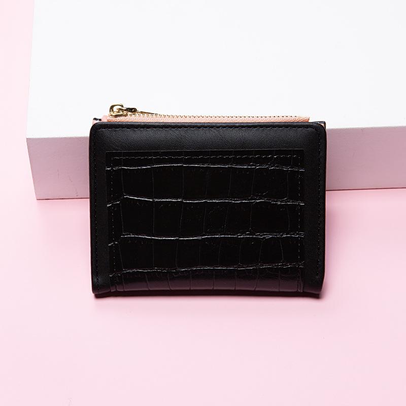 Fashion Women's Small Wallet Short Zipper Folding Stone Pattern Women's Wallet