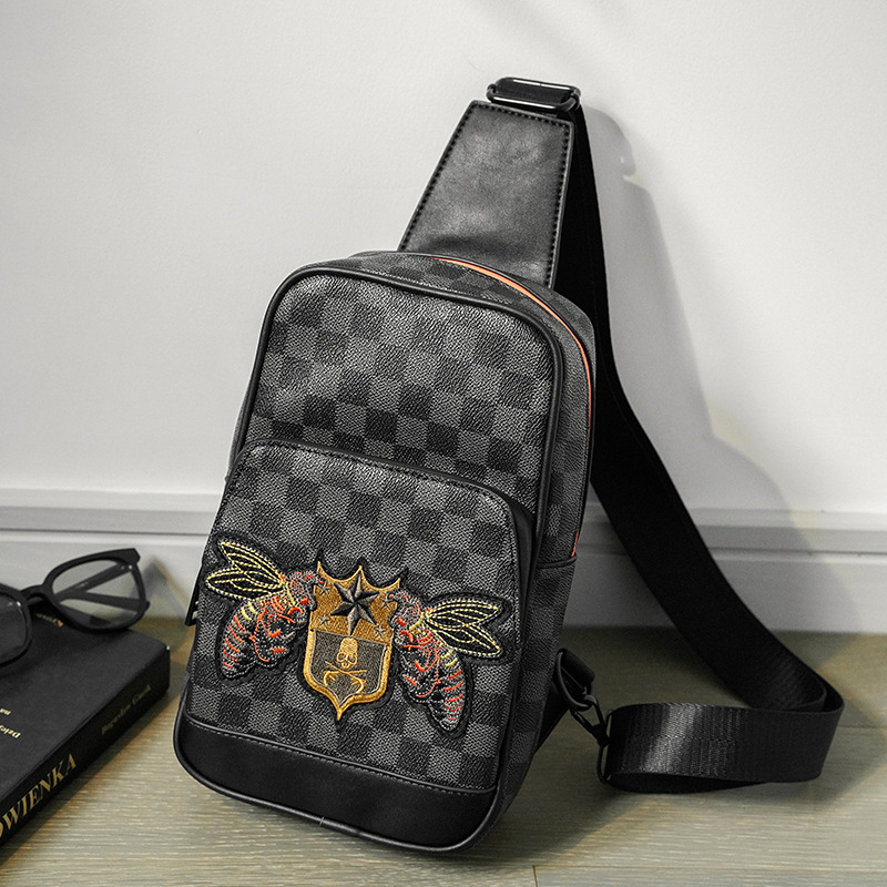 Men's Classic Plaid Single-Shoulder Crossbody Bag