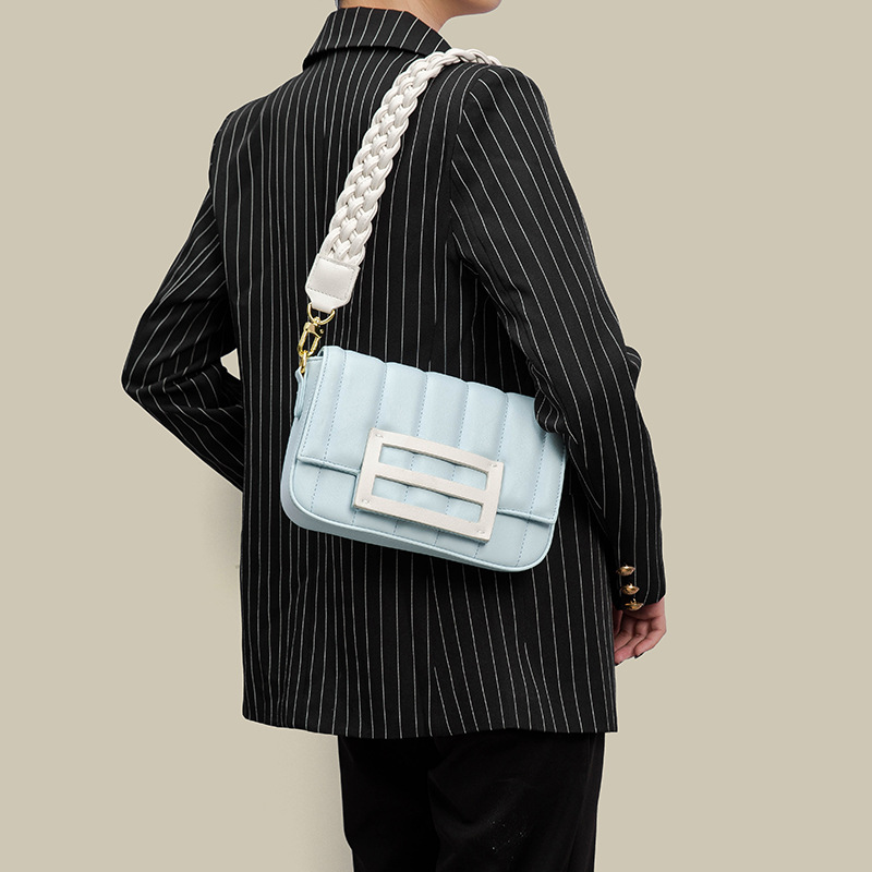 Contrast Woven Broadband Single Shoulder Crossbody Bag