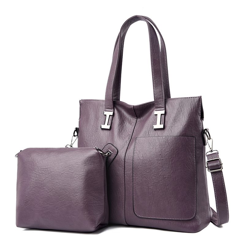 Large-capacity Slung Middle-aged Ladies Casual Soft Leather Shoulder Bag