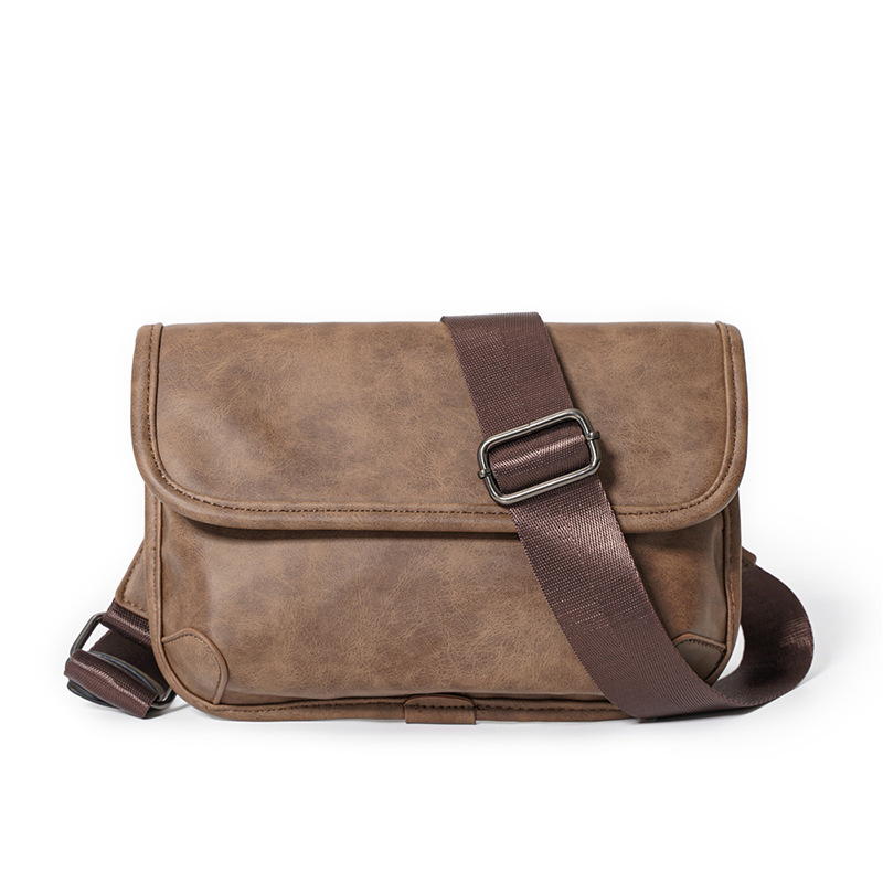 Retro Casual Simple Trendy Men Solid Color Single Shoulder Diagonal Small Square Bag