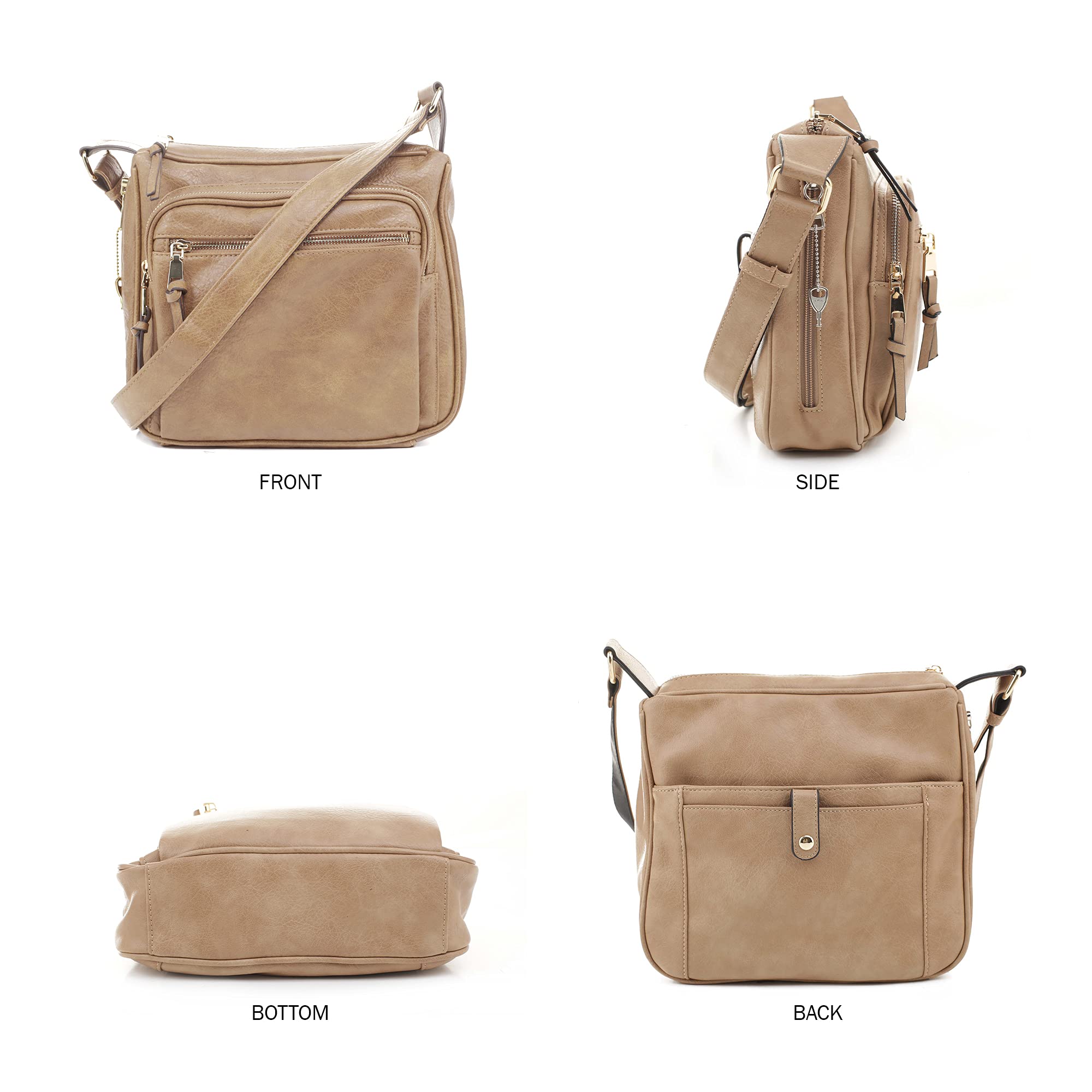 Concealed Crossbody RFID Blocking Lock Firearm Removable Holster-Taupe