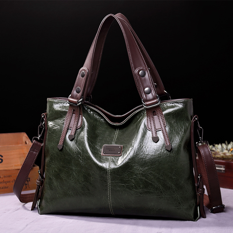 Retro Fashion Tote Casual Soft Leather Shoulder Slung Large-capacity Women's Bag