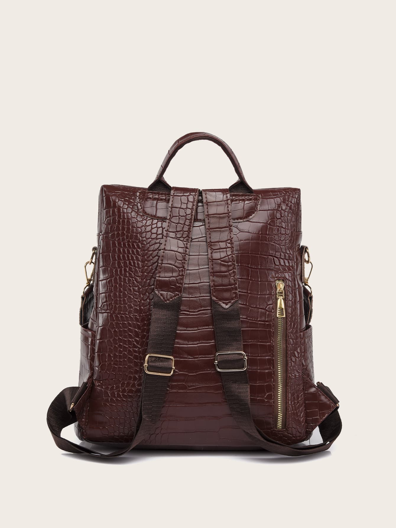 Minimalist style crocodile embossed feature backpack