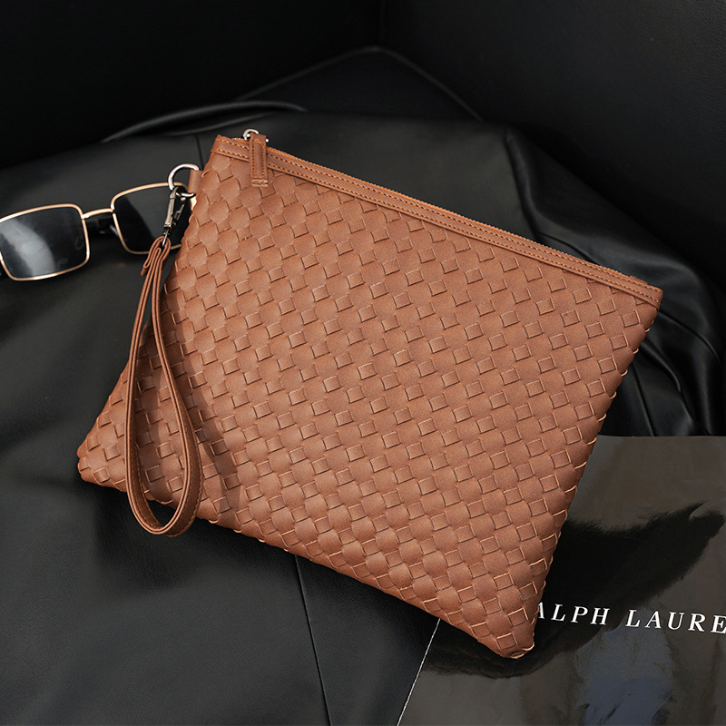 Men's Light Business Horizontal Hand-woven Hand-held File Bag