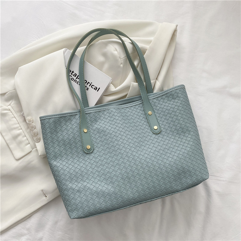 New Large Capacity Fashion Woven Single Shoulder Handheld Simple Tote Bag