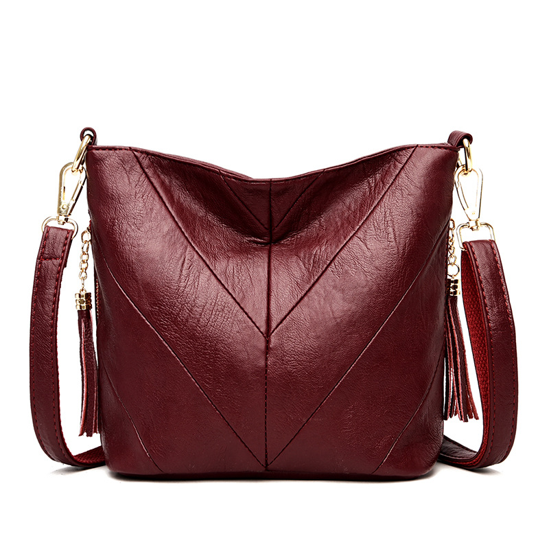 Classic Joker Handheld Tassel Cross Shoulder Bucket Bag