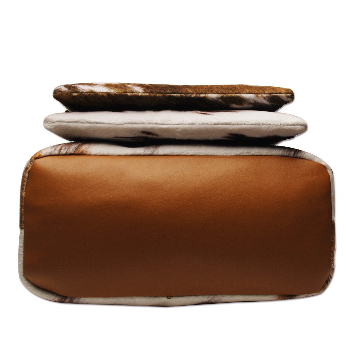 PU cotton plush super soft cow pattern three-piece makeup hand-held one-shoulder handbag