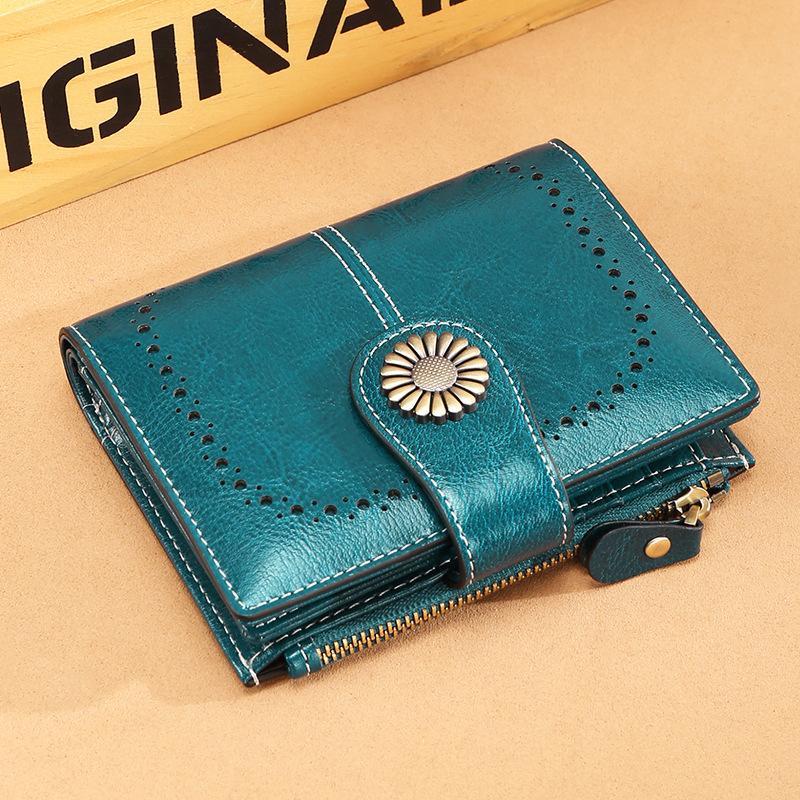 Women Wallet Genuine Leather Bifold Purse