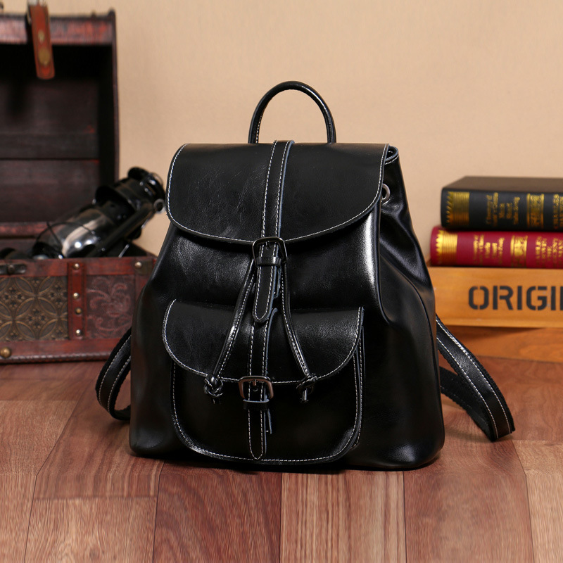 Oil Wax Cowhide Pocket Backpack