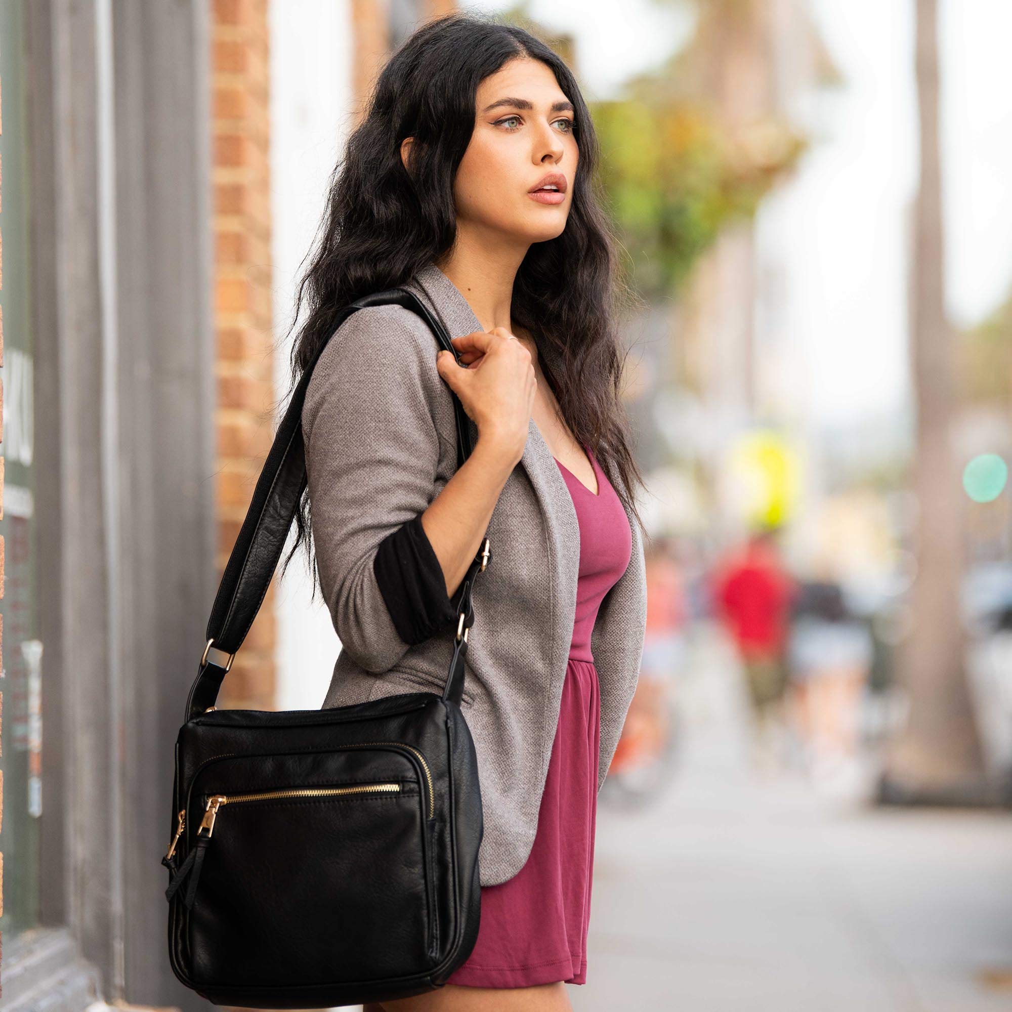 Concealed Crossbody RFID Blocking Lock Firearm Removable Holster-Tan