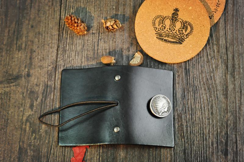 Original leather small card bag, retro vegetable tanned leather Indian head multi-card bag