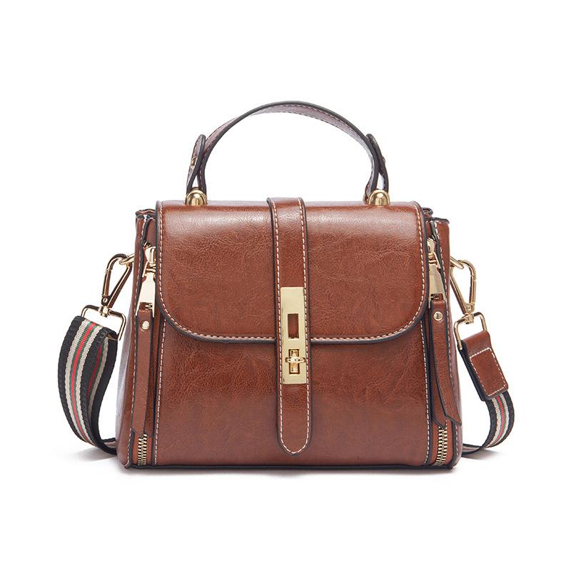 Small Square Bag 2022 New Fashion Shoulder Bag Retro Wax Leather Shoulder Diagonal Bag