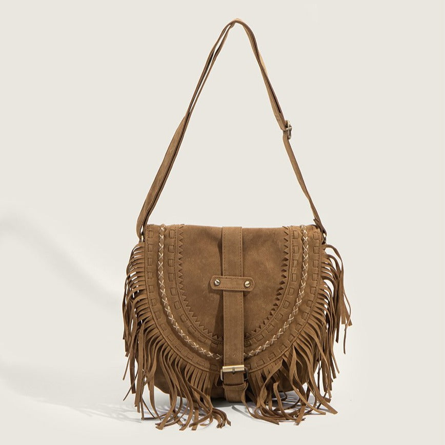 Women's Tassel Bag Women's Retro Khaki National Style Messenger Bag