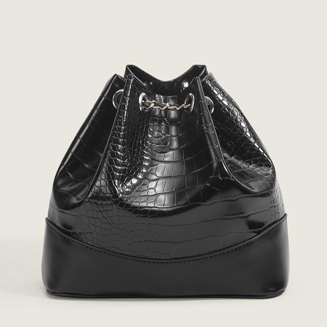 Bucket Bag Women Tide Crocodile Pattern Backpack Fashion Joker Gold And Silver Chain Shoulder Bag