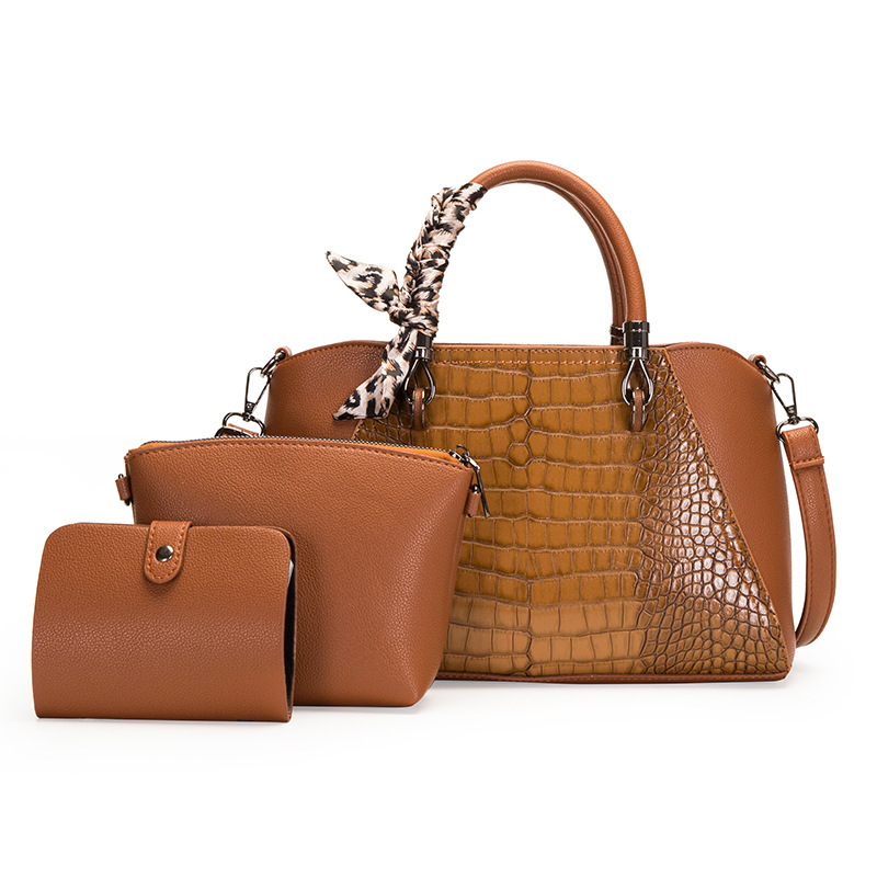 Middle-aged Mom Fashion Textured Crocodile One-Shoulder Crossbody Bag