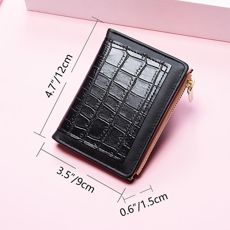 Fashion Women's Small Wallet Short Zipper Folding Stone Pattern Women's Wallet
