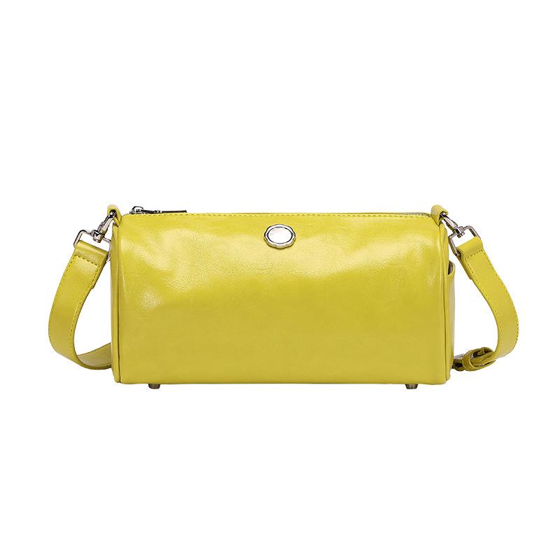 Ladies Bag Retro Oil Wax Boston Pillow Bag Cylinder Bag Joker Underarm Shoulder Messenger Bag