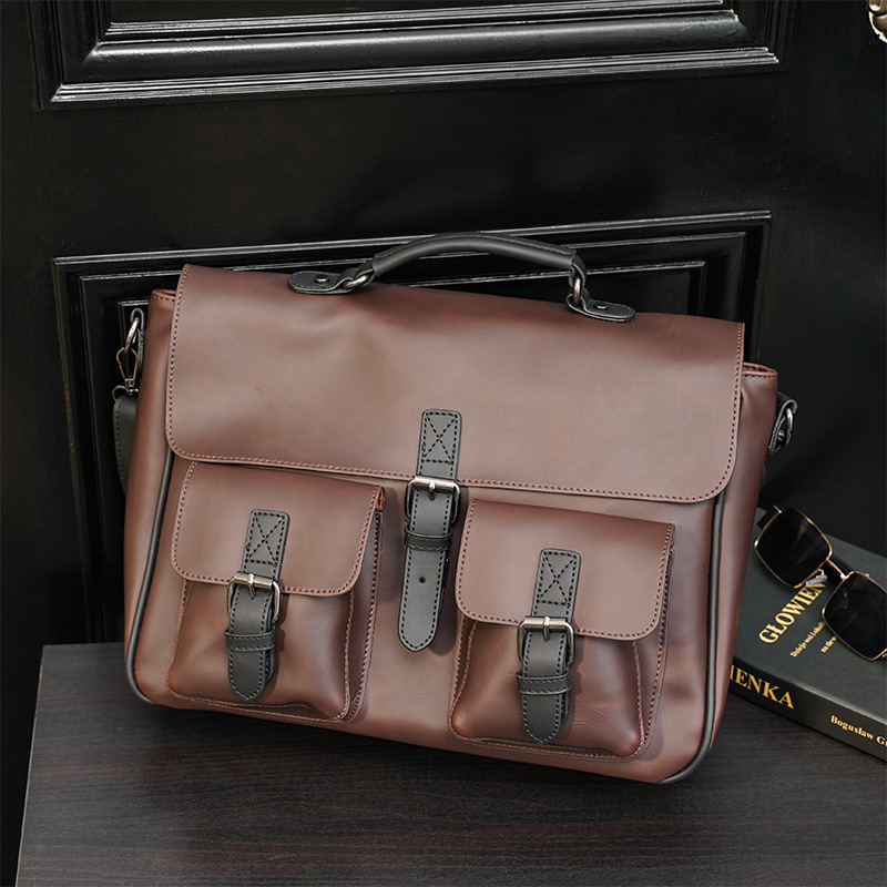 Men's Retro Casual High-capacity One-shoulder Crossbody Briefcase