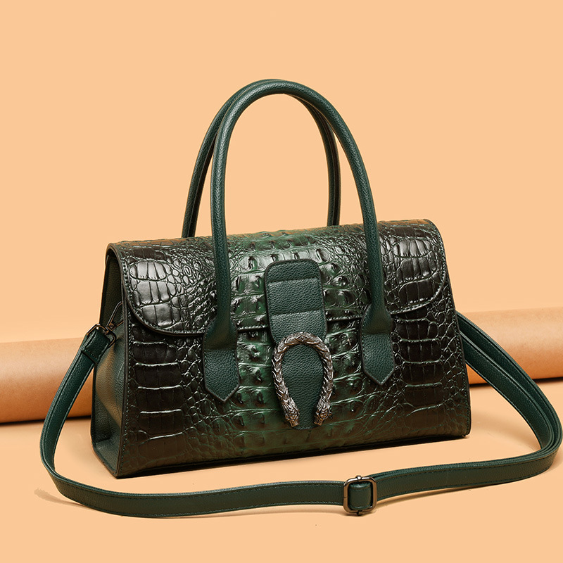 New Fashion Top Leather Crocodile Textured Tote