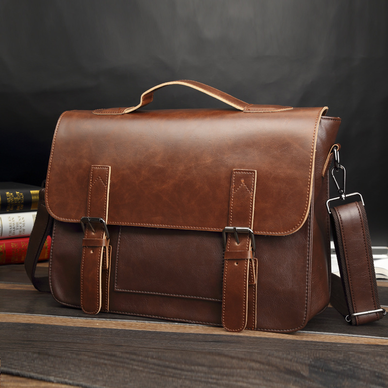 Men's Retro Fashion Casual One-shoulder Crossbody Briefcase