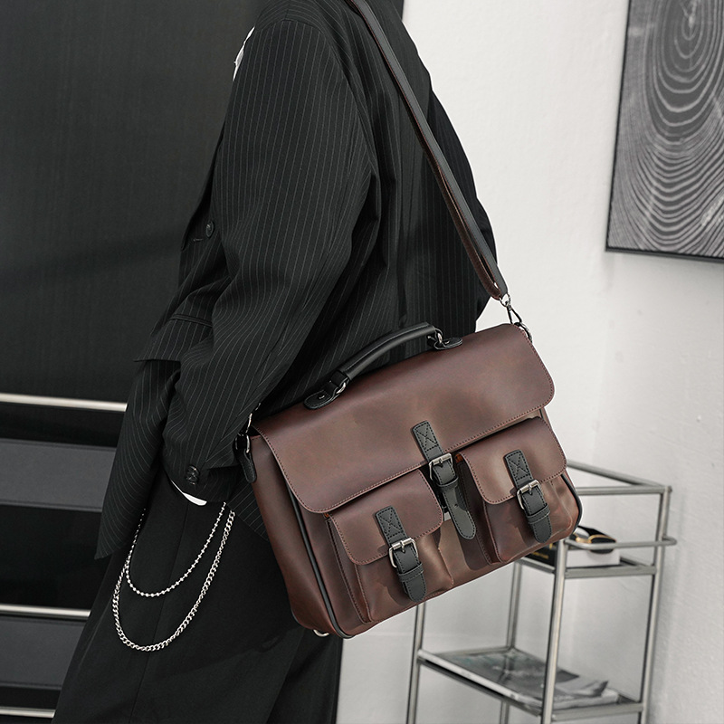 Men's Retro Casual High-capacity One-shoulder Crossbody Briefcase