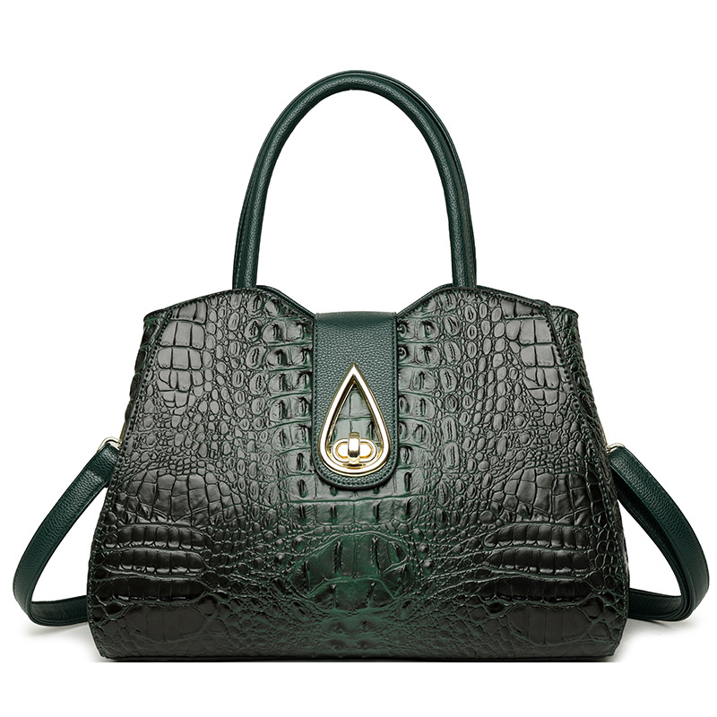 Crocodile Embossed Fashion Simple Middle-aged Mother Portable Shoulder Bag
