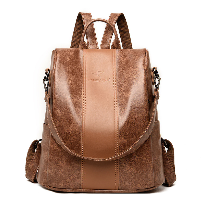 Soft Leather Backpack Large-capacity Simple Backpack