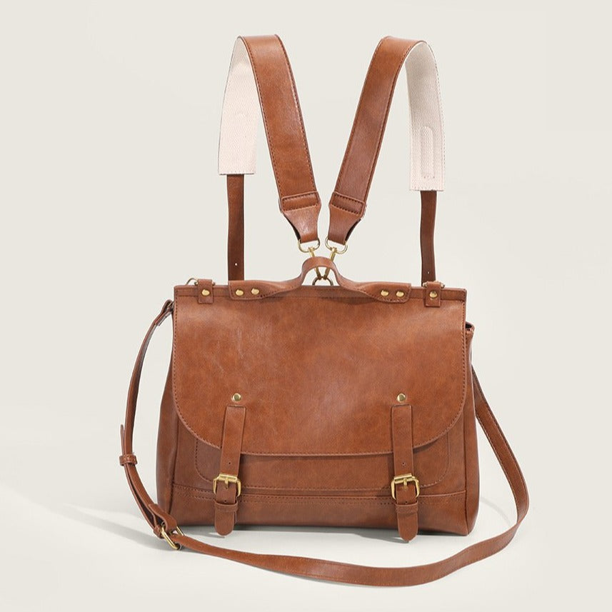 Small Literary Vintage Women's Shoulder Crossbody Messenger Bag High-grade Oily Wax Leather Cambridge Backpack