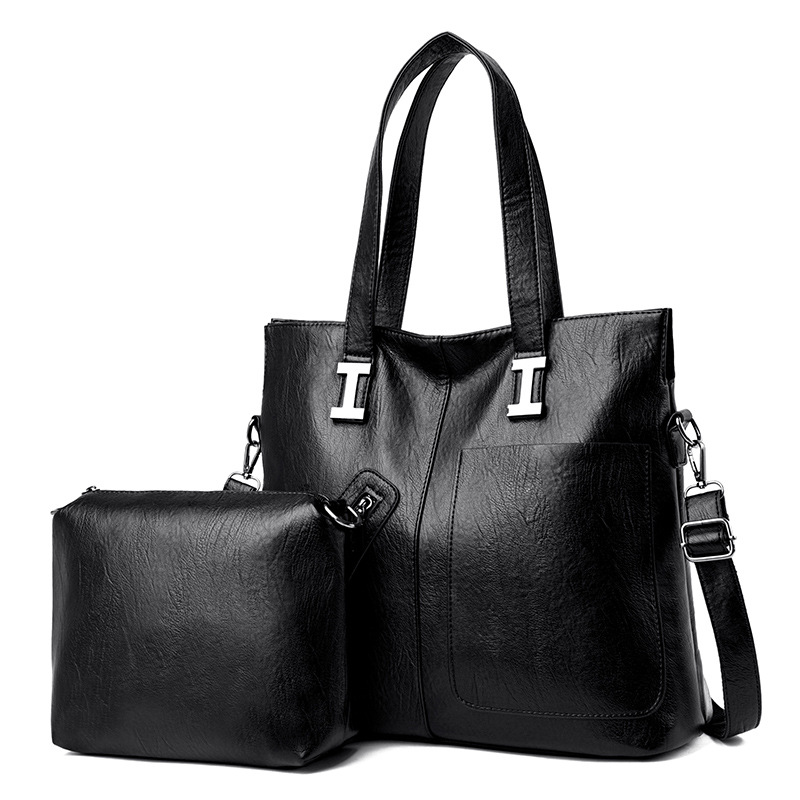Large-capacity Slung Middle-aged Ladies Casual Soft Leather Shoulder Bag