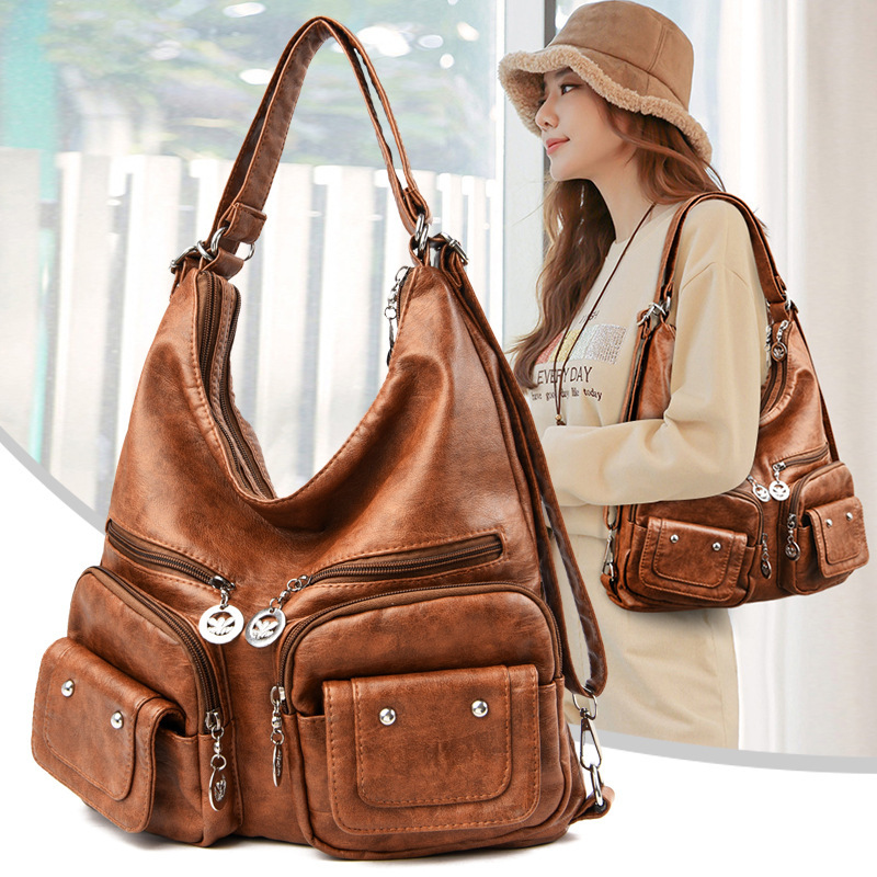 Soft Leather Shoulder Simple Diagonal Bag
