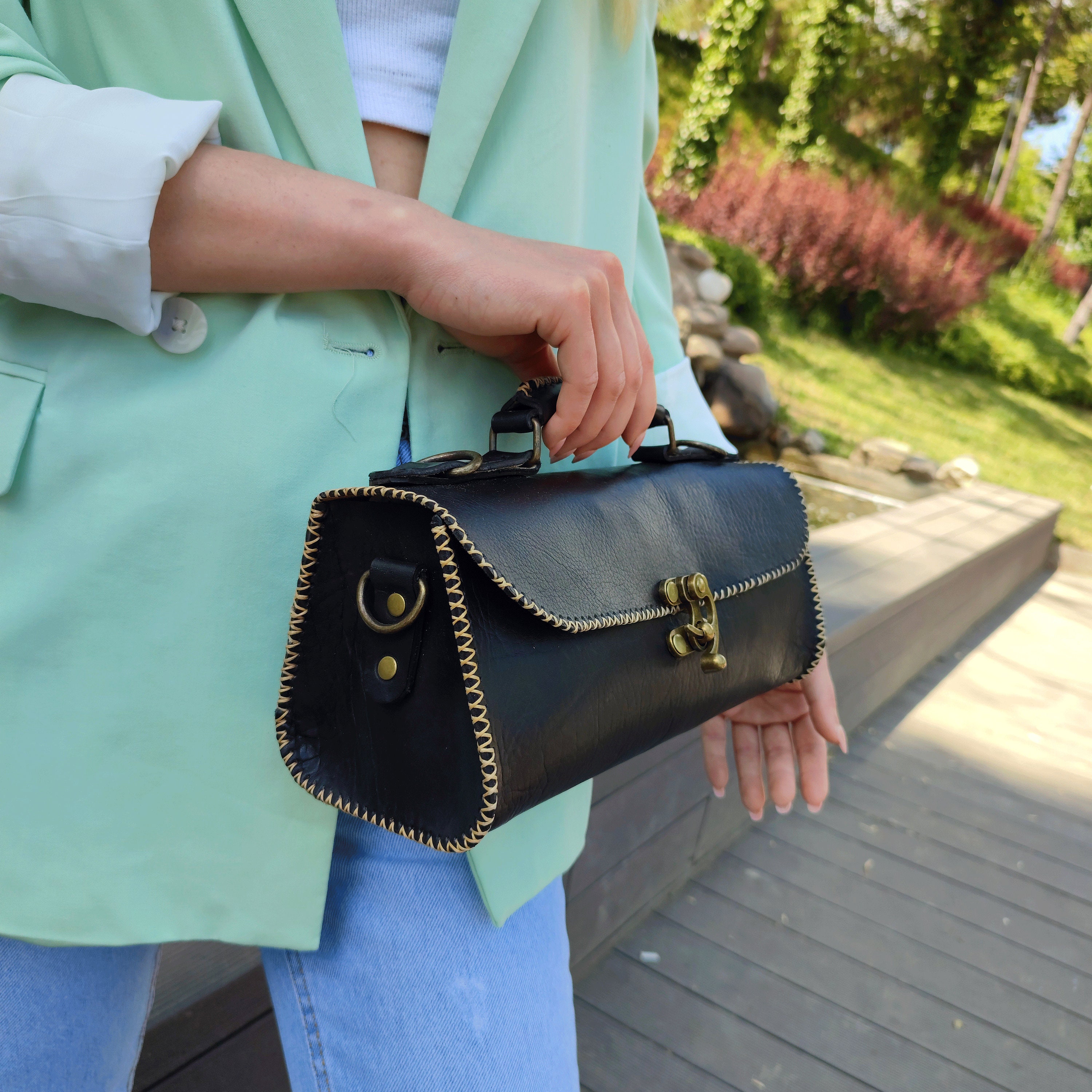 Handmade Leather Handbag, Small Leather Purse for Women