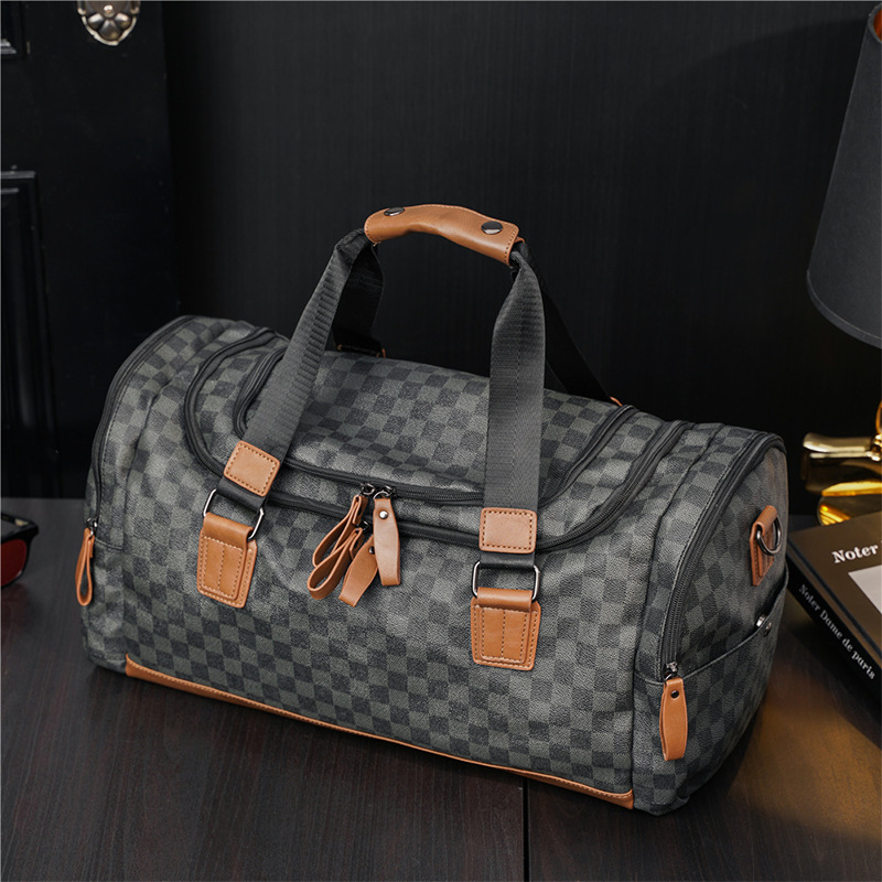 New Korean Fashion Casual Plaid Travel Fitness Bag