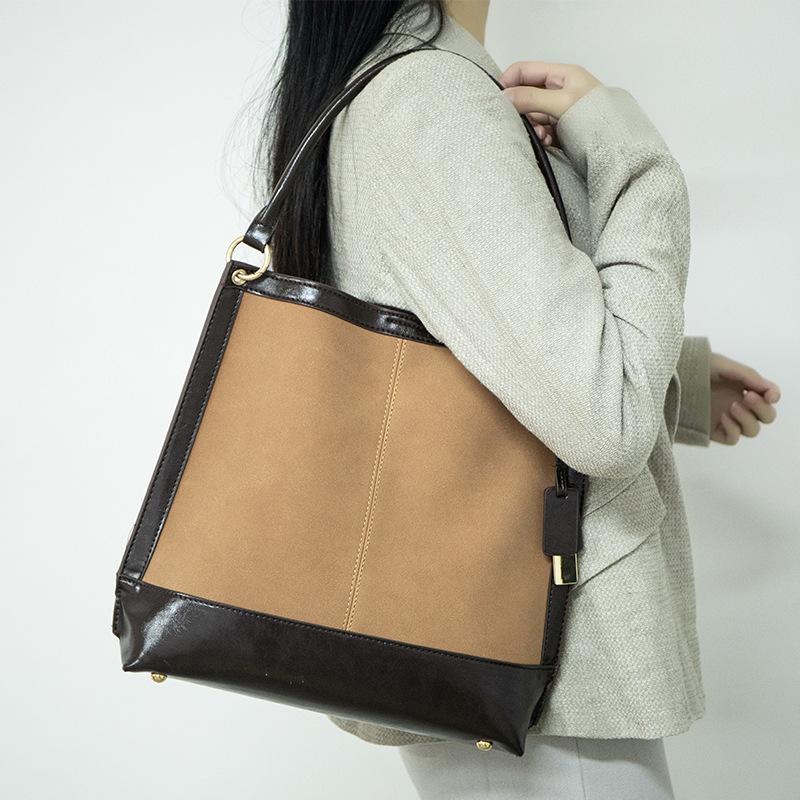 Women's Bag Joker Popular Retro Large Capacity Advanced Sense Single Shoulder Bucket Tote Bag