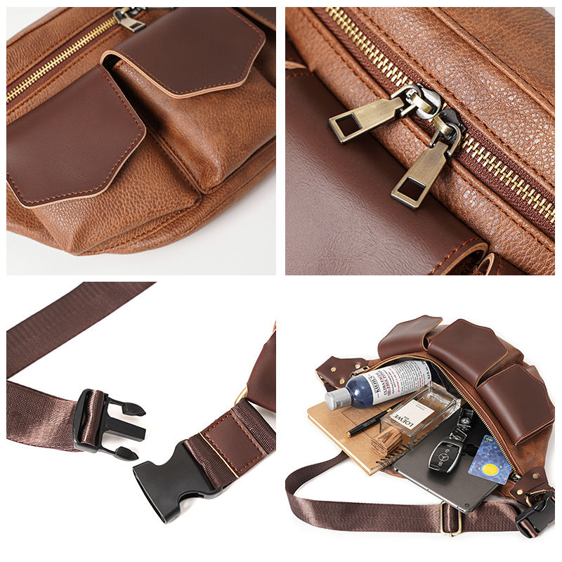 Casual Retro Fashion Multi-pocket Men's Slung Small Chest Bag